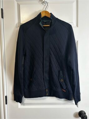 Ted Baker Navy Quilted Lightweight Jacket Preppy Golf Cardigan